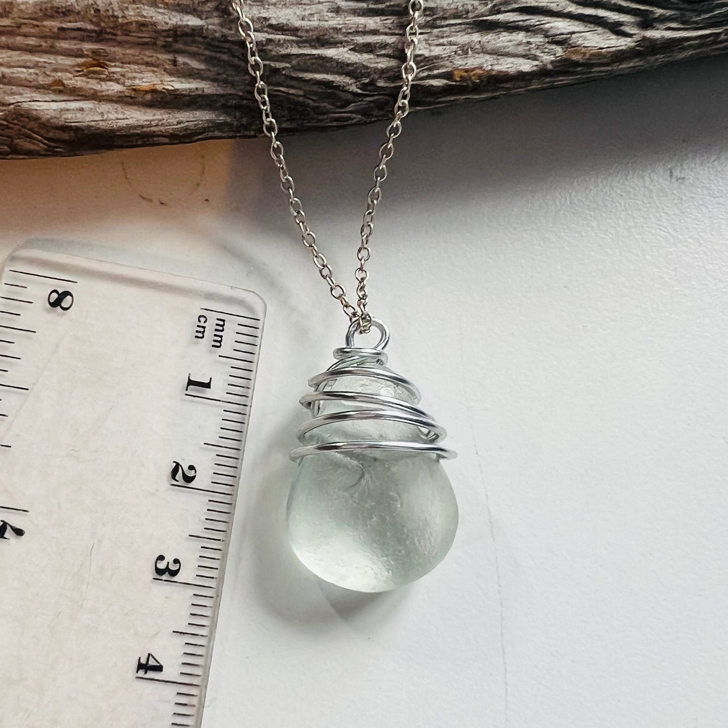 White Bubble Seaham Sea Glass Pendant