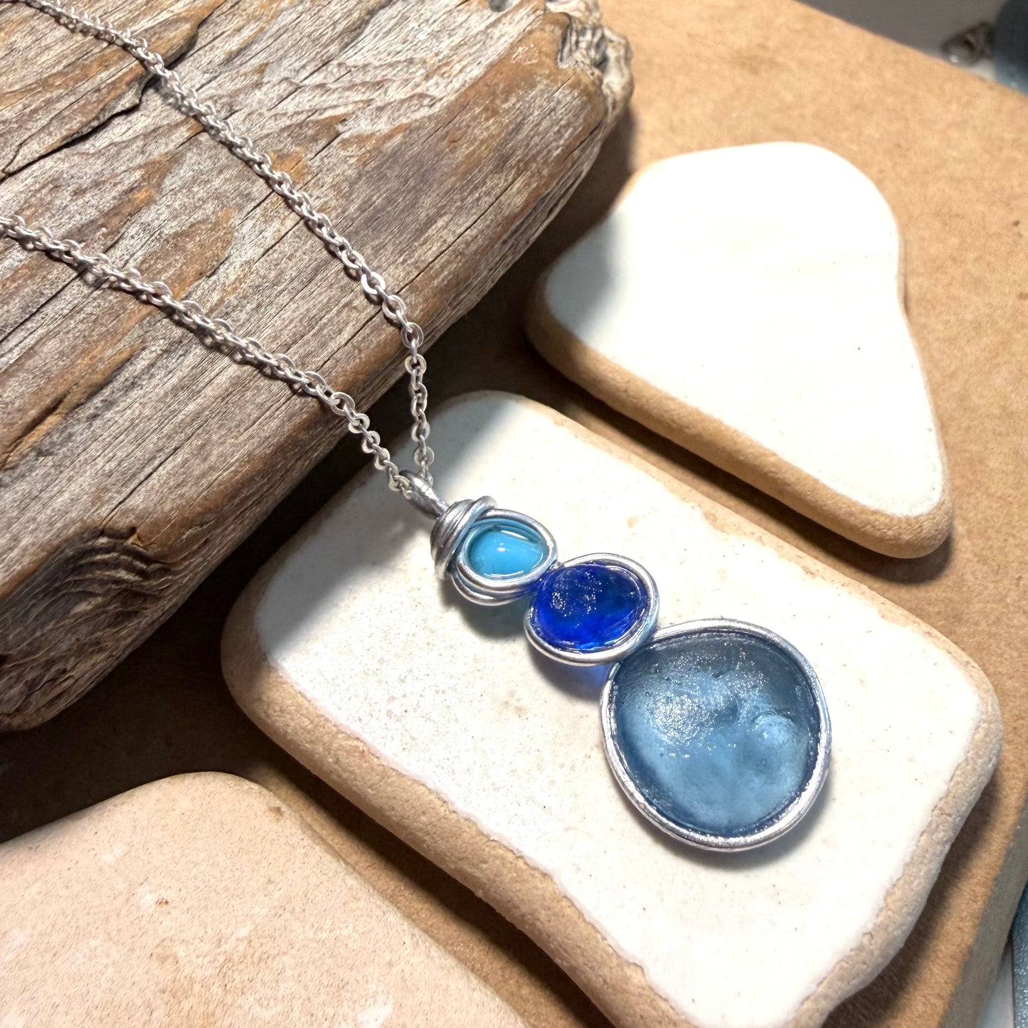 Three Piece Seaham Sea Glass Pendant