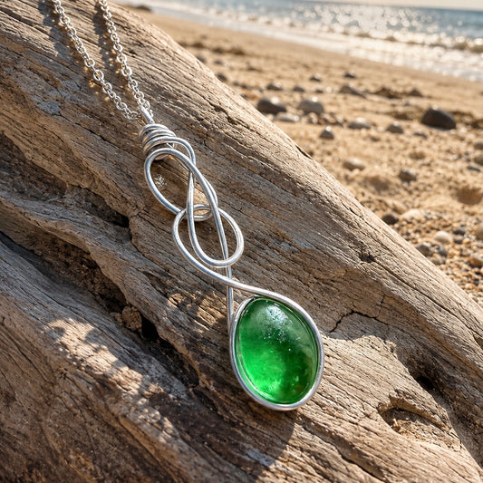 Swirly Green Seaham Sea Glass Pendant
