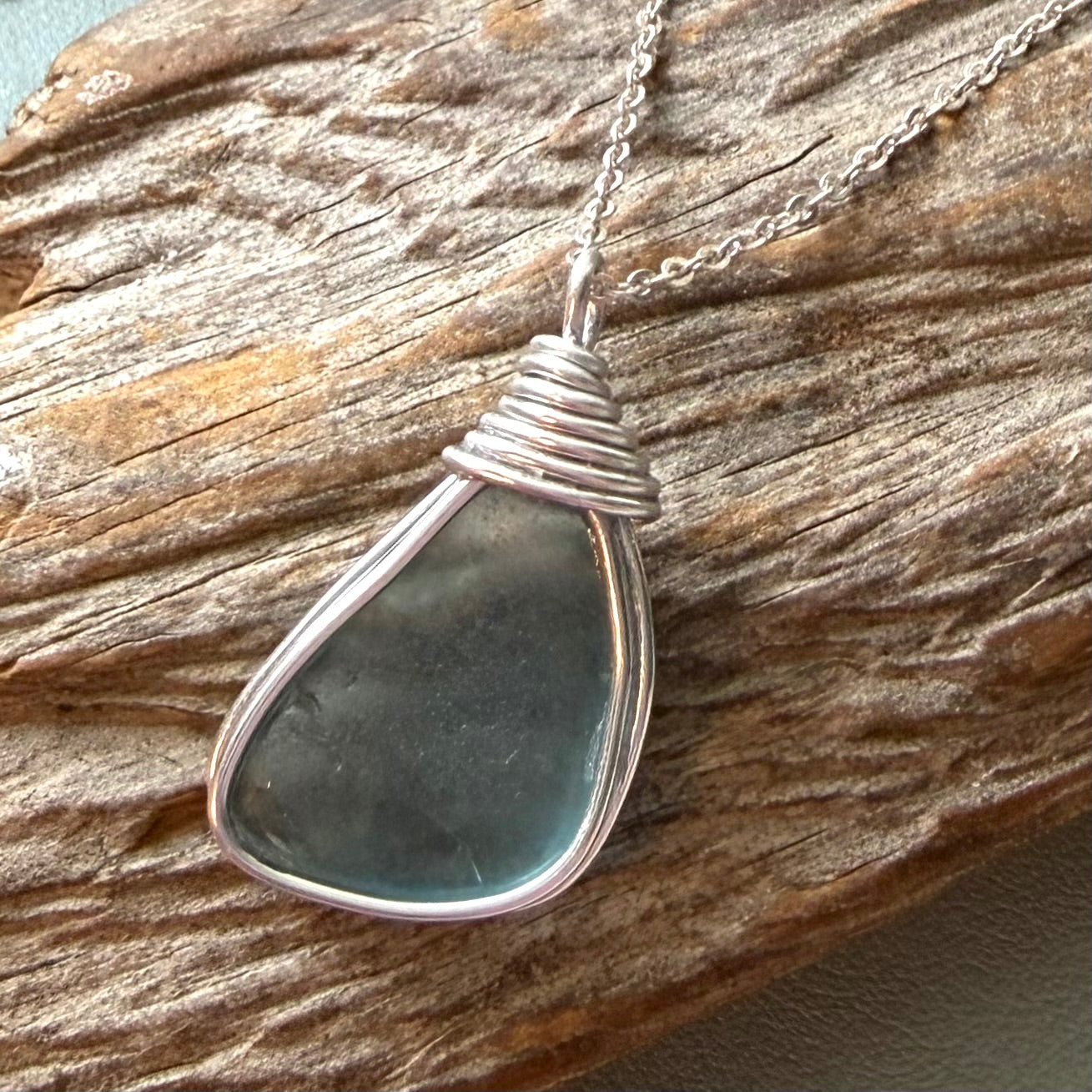 Grey Seaham Sea Glass Pendant