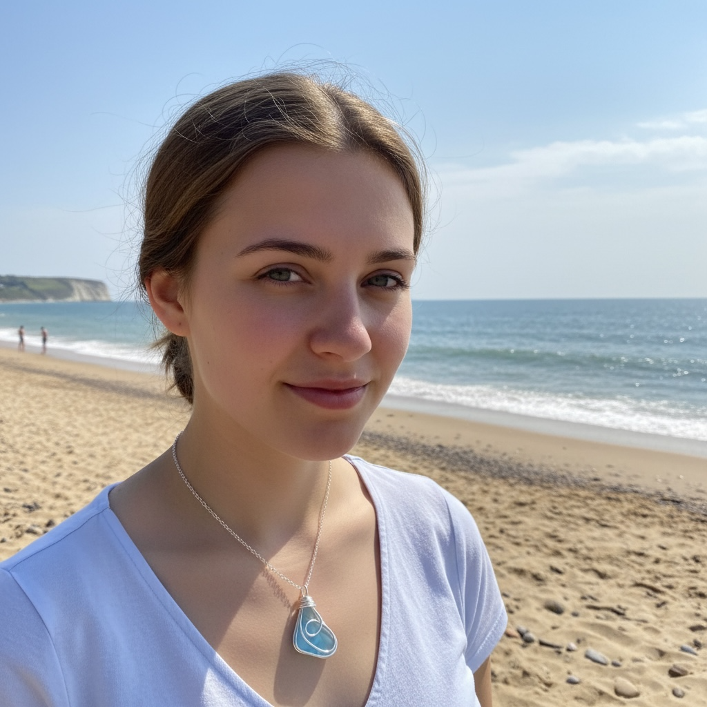 Mid Blue Seaham Sea Glass Pendant