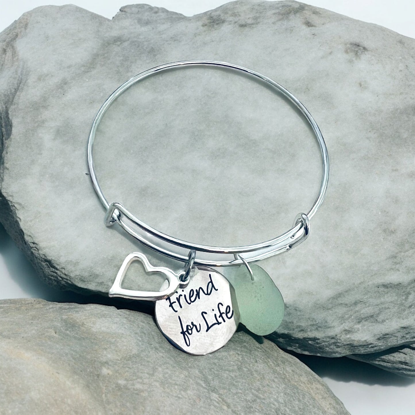 Friendship and Charm Sea Glass Bracelet