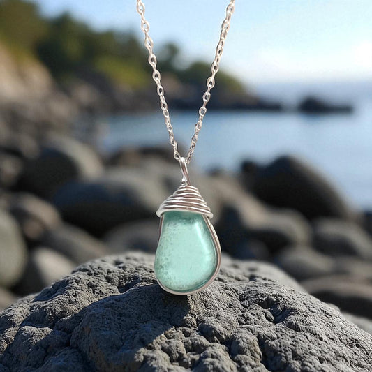 Devon Aqua Blue Sea Glass Pendant