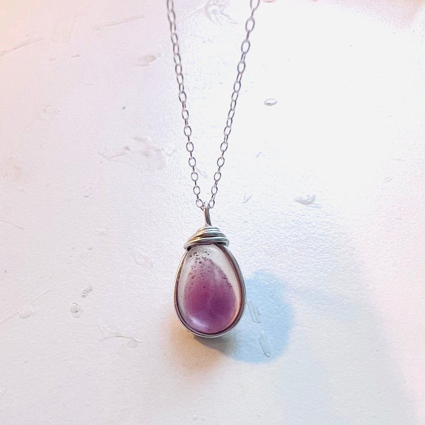 Rare Mauve Purple/Pink tone of Seaham Sea Glass Multi Pendant