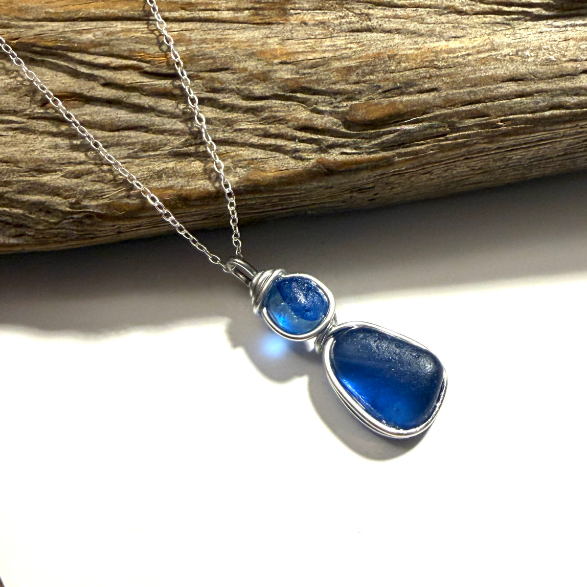 Deep Blue Seaham Sea Glass Pendant