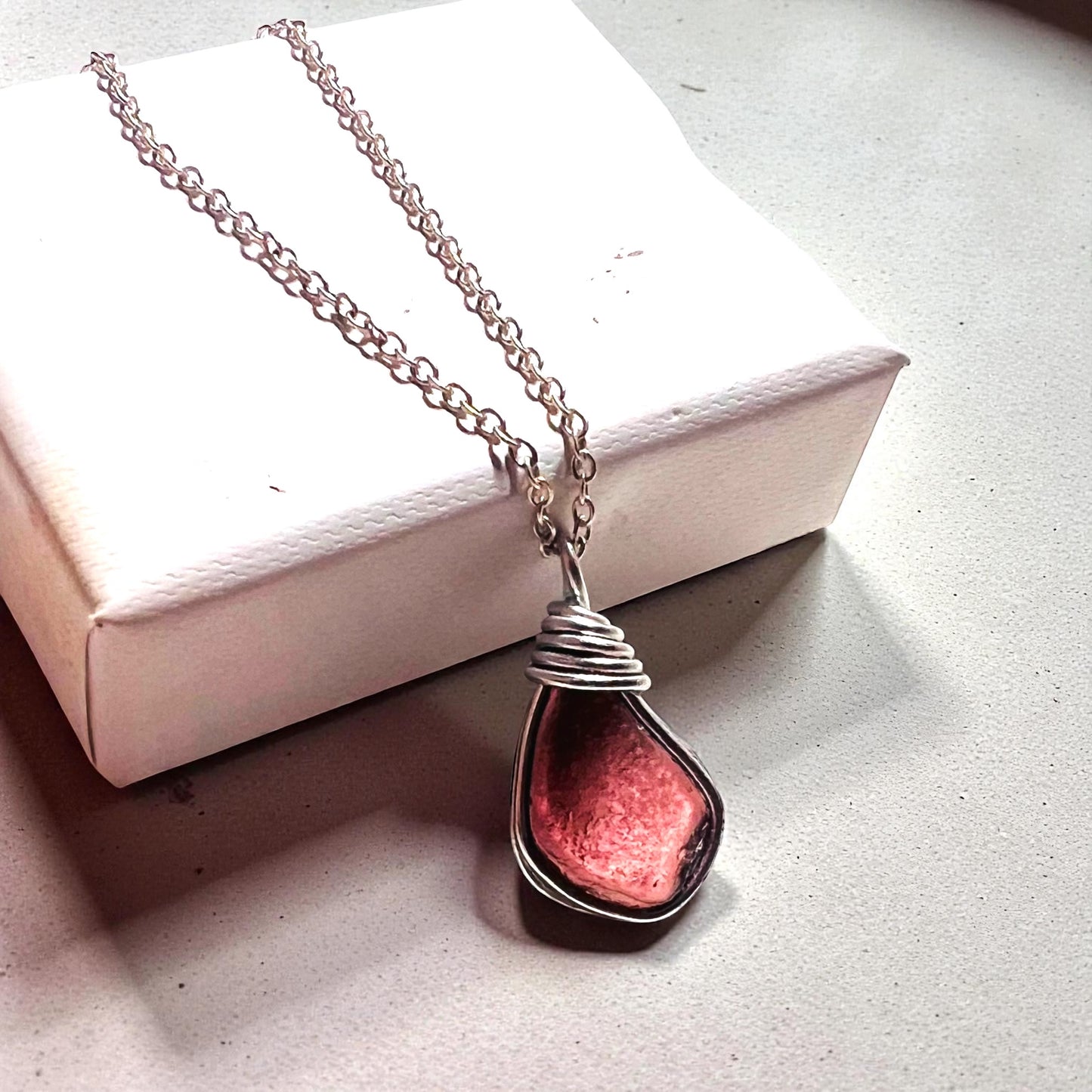 Maroon Seaham Sea Glass Pendant