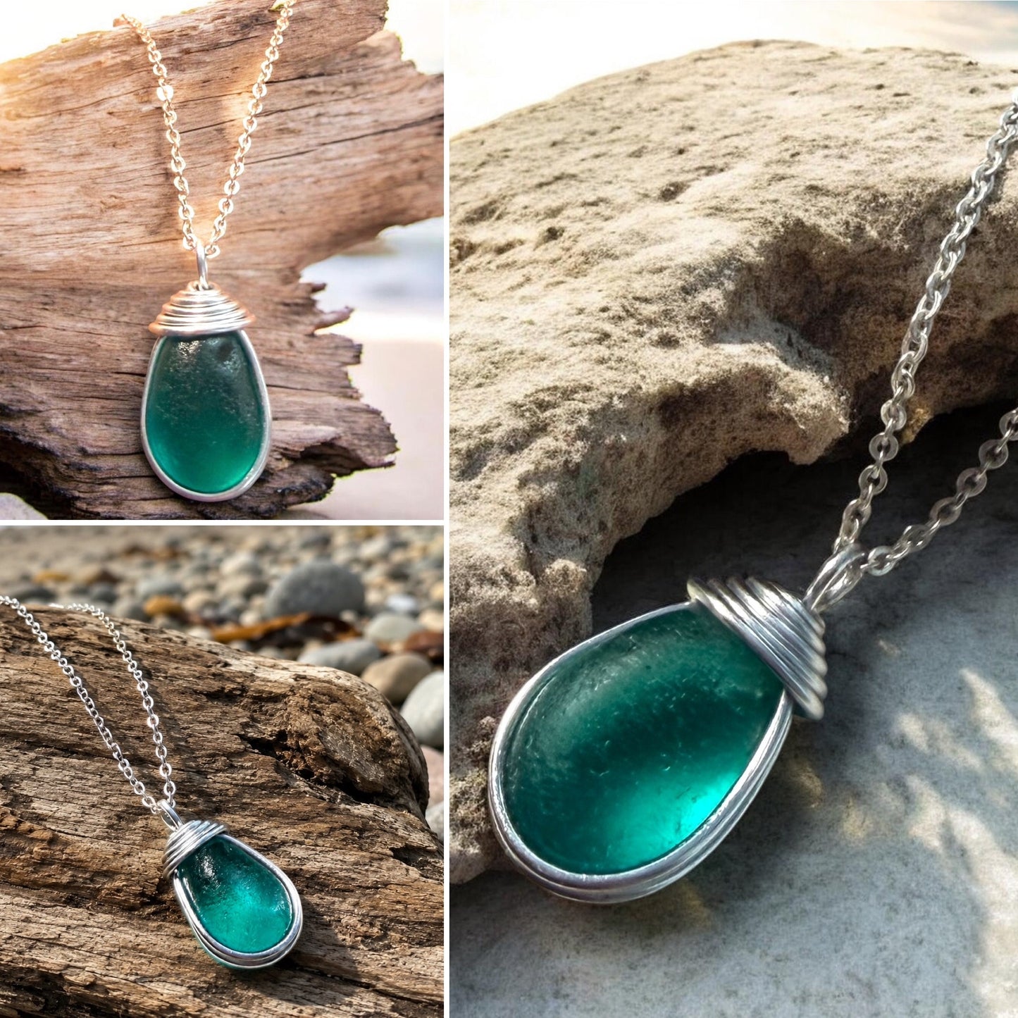 Canary Island Rare Turquoise Green Sea Glass Pendant l