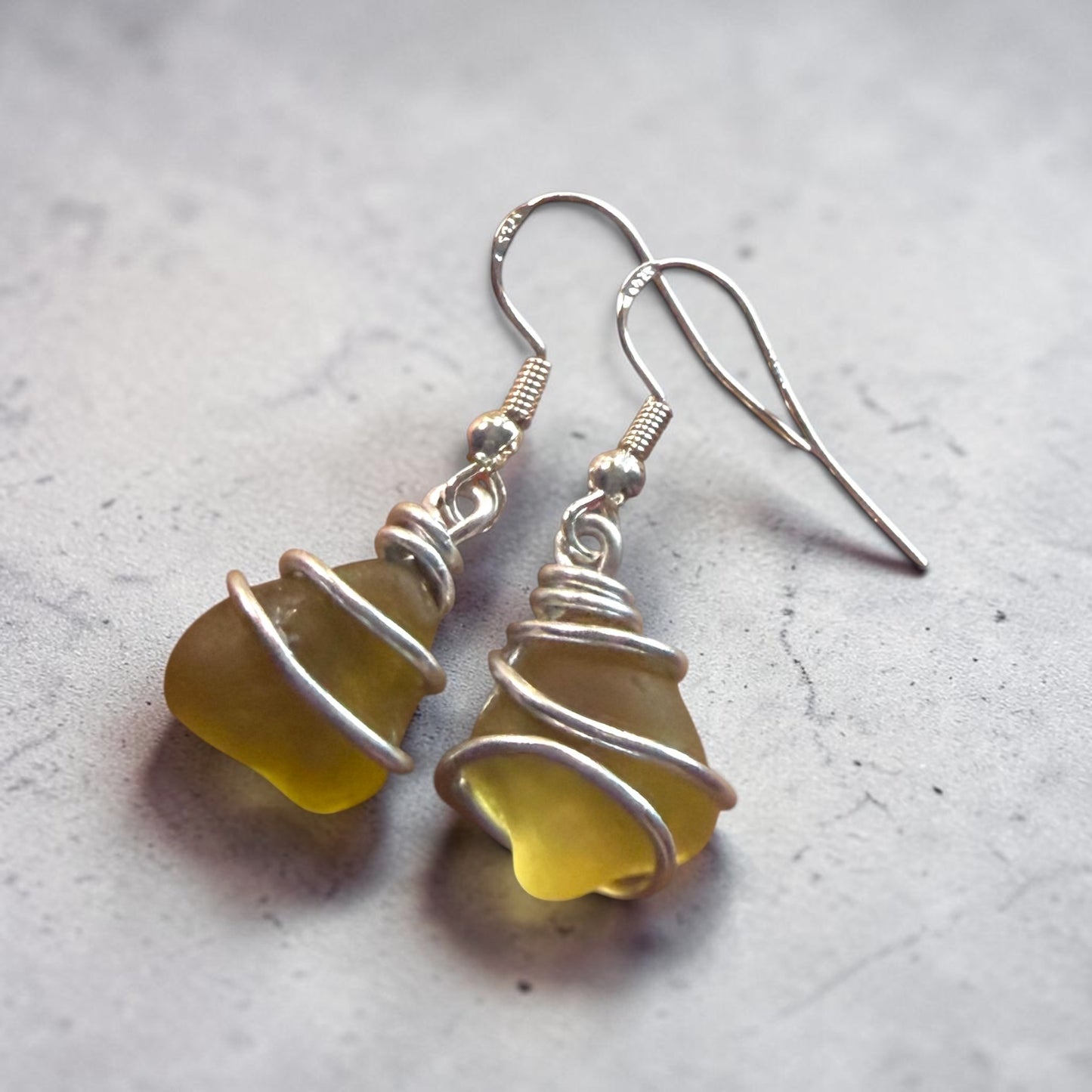 Yellow Seaham Sea Glass Earrings