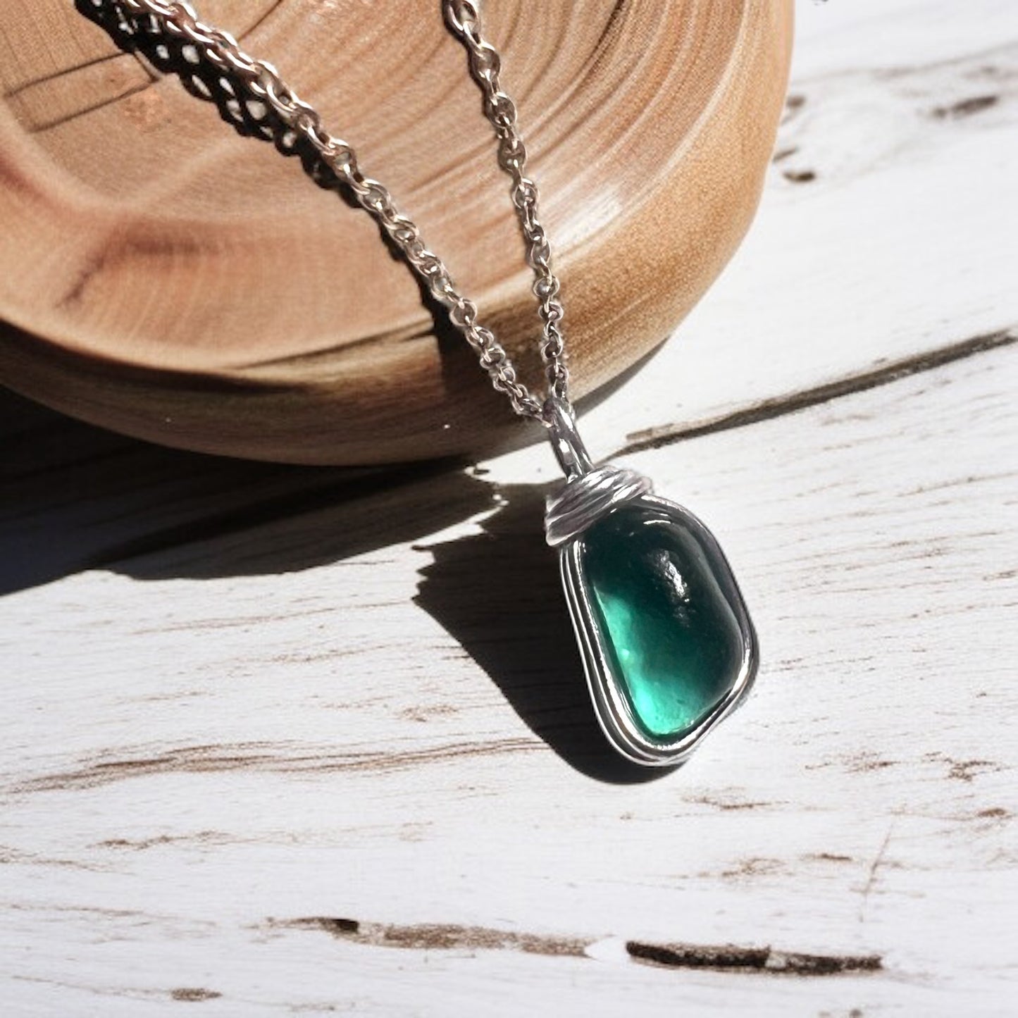 Turquoise Seaham Sea Glass Pendant