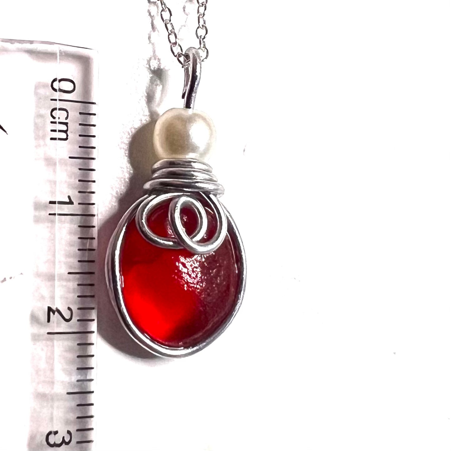 Very Rare Red Seaham Sea Glass Pendant