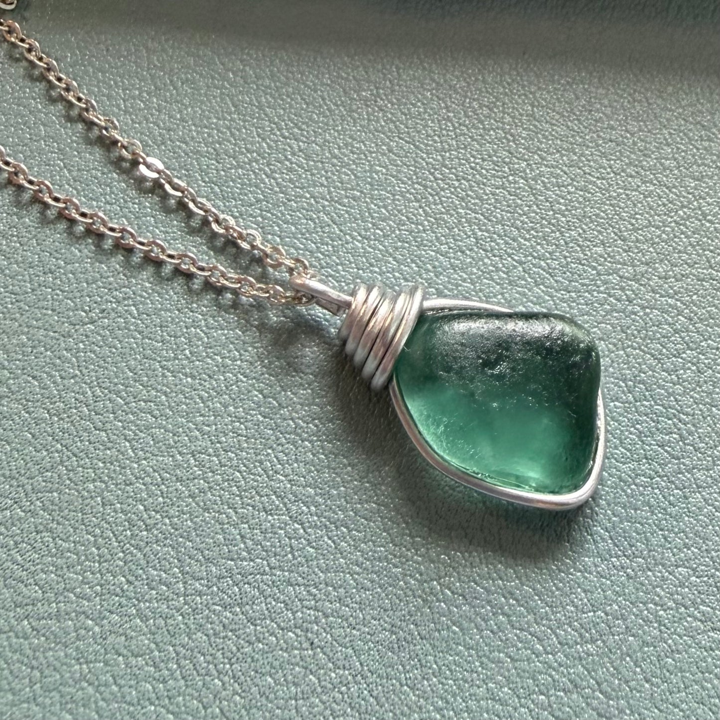 Turquoise Seaham Sea Glass Pendant