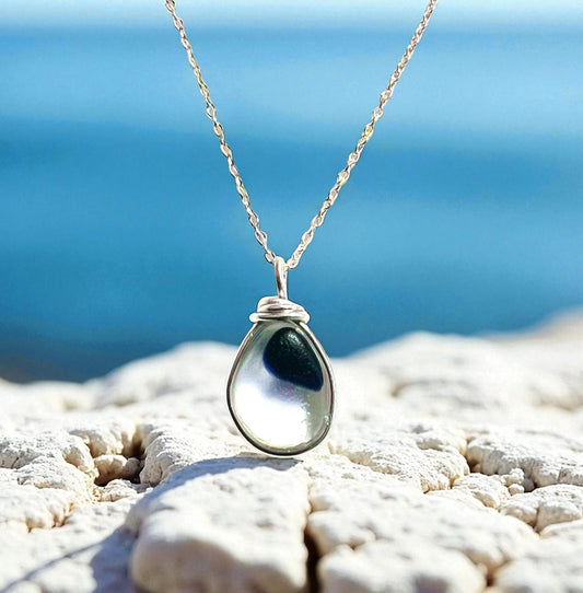 Lovely Deep Blue Spot Seaham Sea Glass Multi Pendant