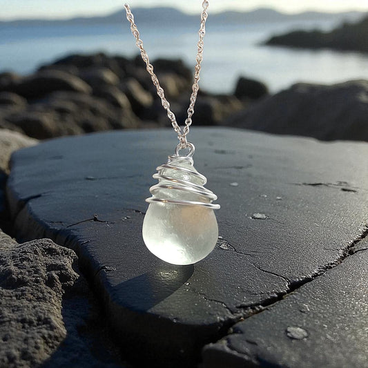 White Bubble Seaham Sea Glass Pendant