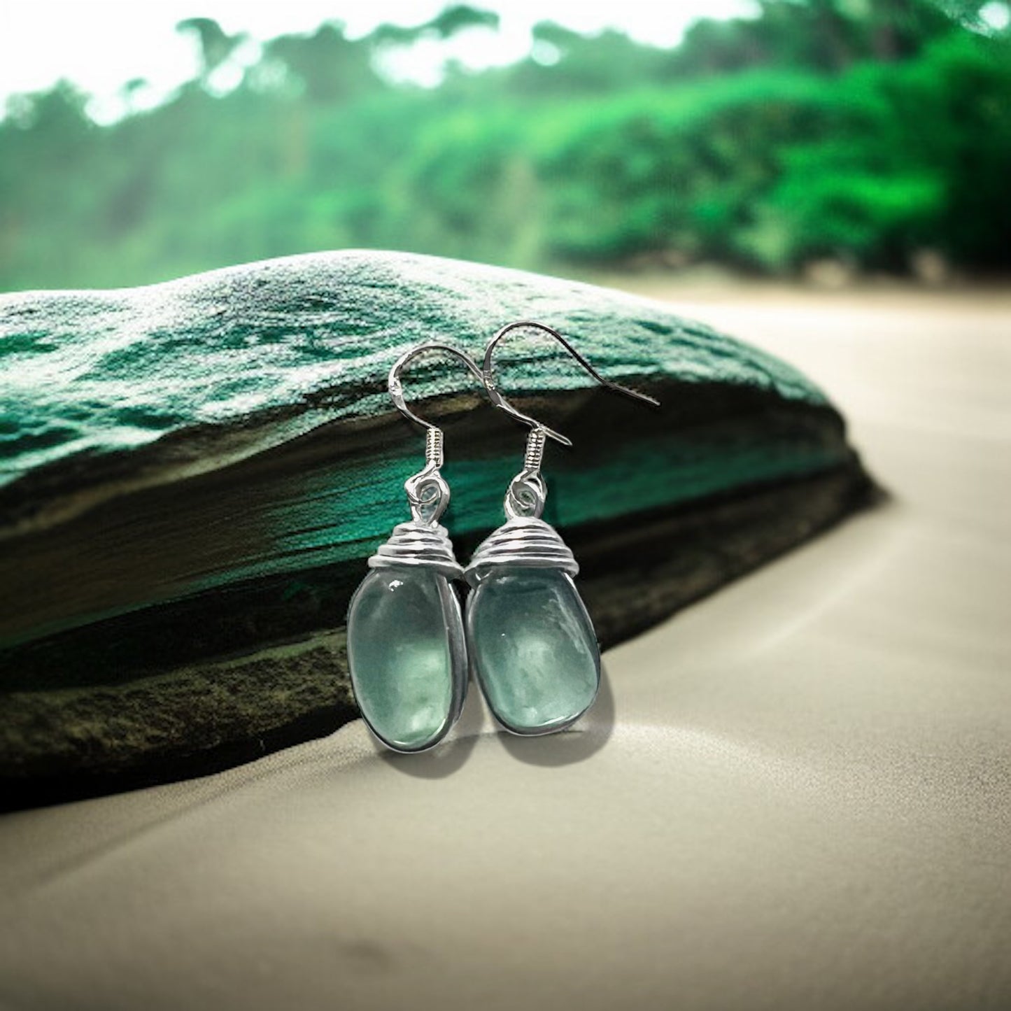 Aqua Seaham Sea Glass Earrings