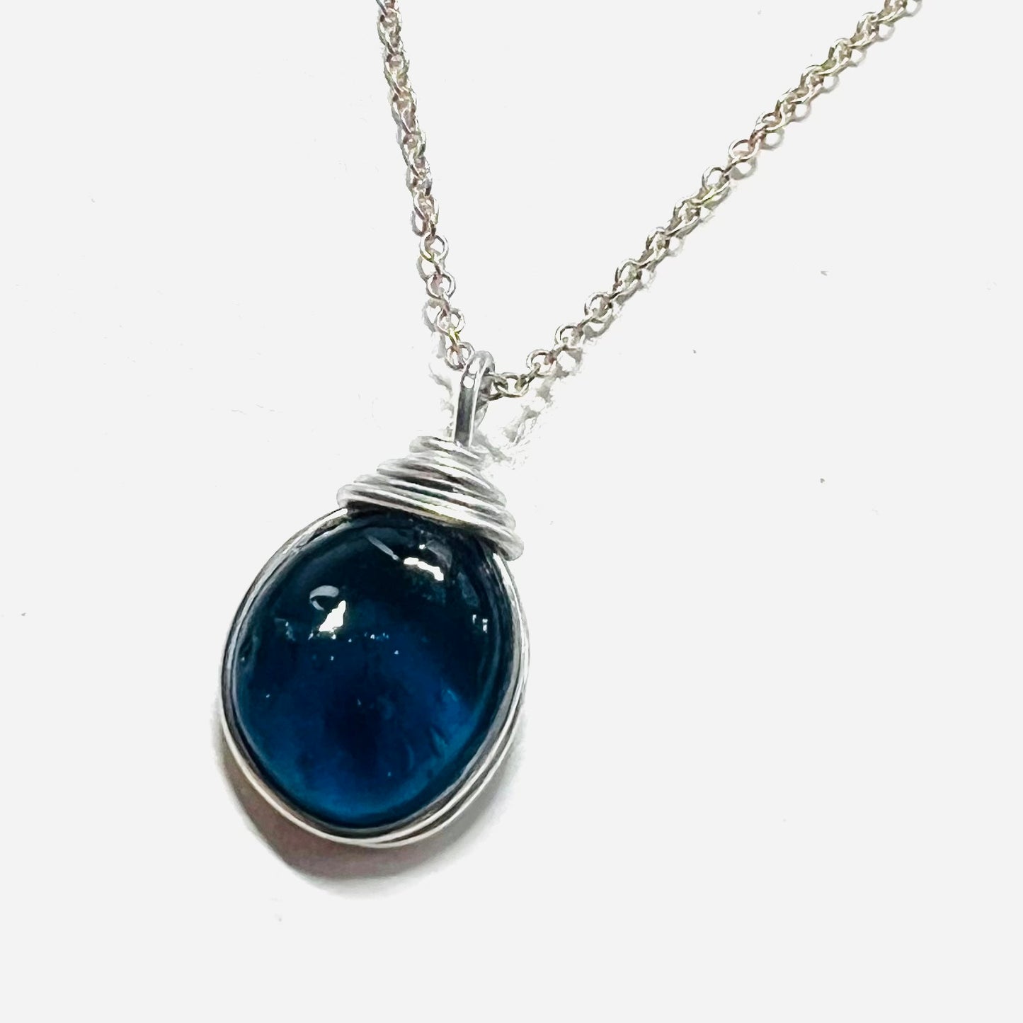 Mid Blue Seaham Sea Glass Pendant