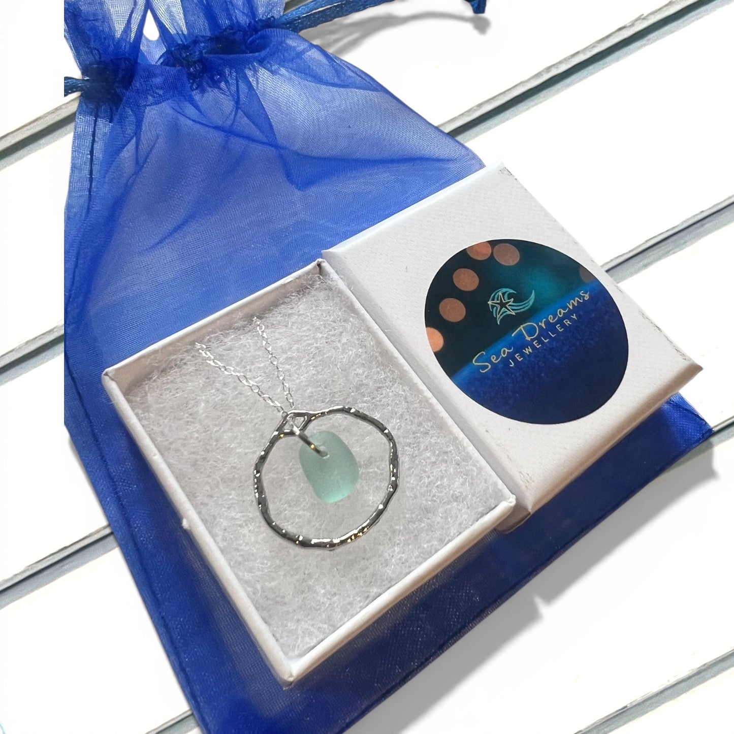 Pale Aqua Seaham Sea Glass Seafoam Shade Frame Pendant