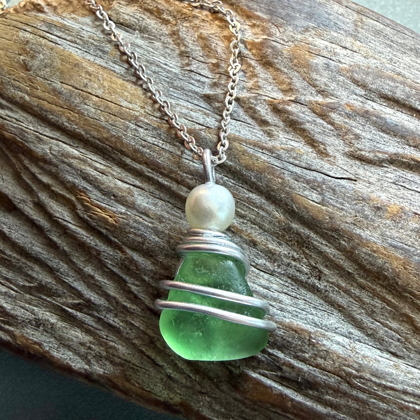 Light Green Devon Sea Glass Pendant