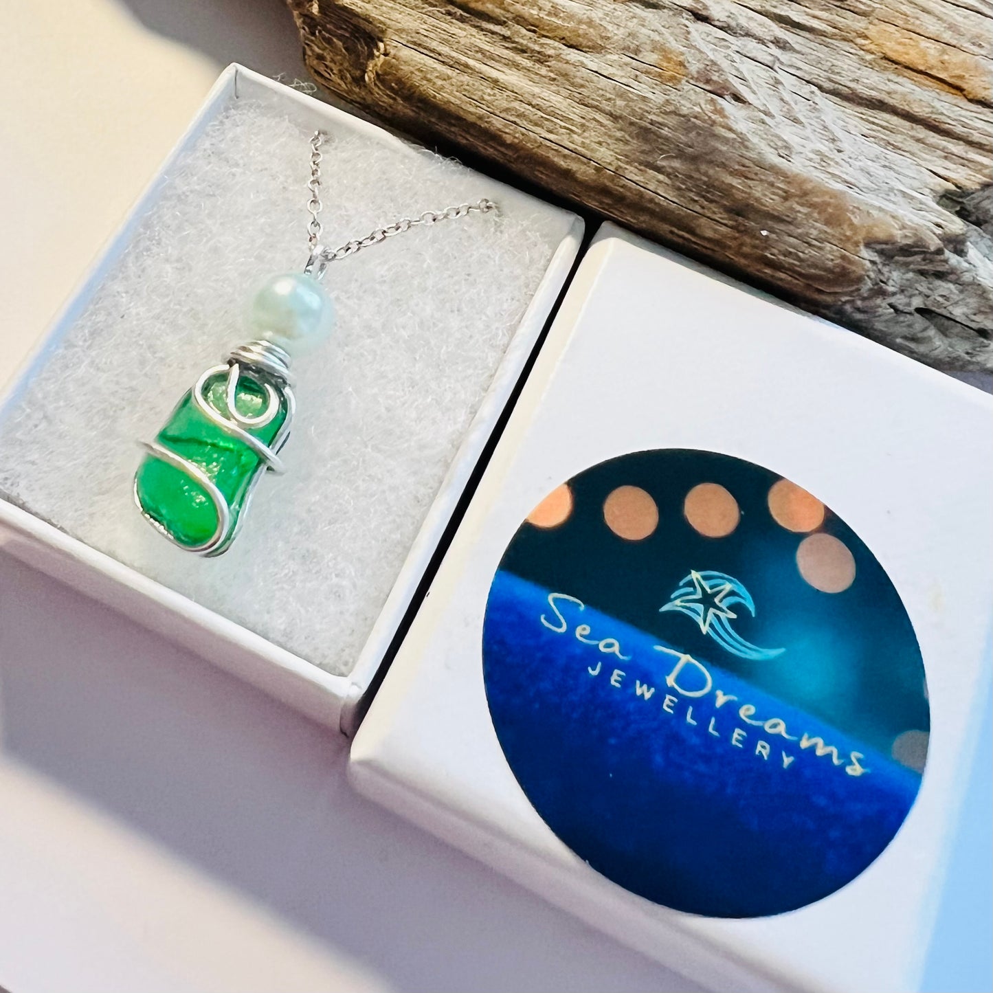 Canary Island Rare Turquoise Green Sea Glass Pendant