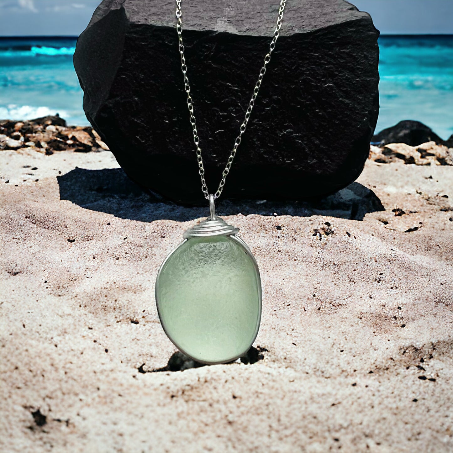 Aqua Seaham Sea Glass Pendant