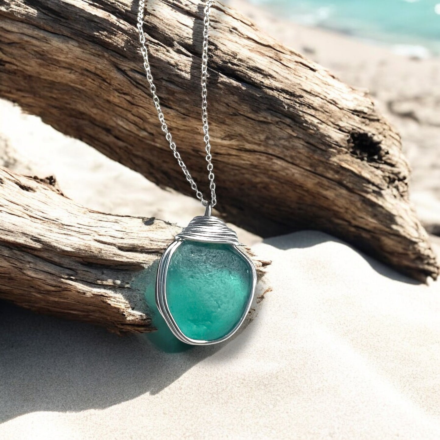 Rare Turquoise Kent Sea Glass Pendant
