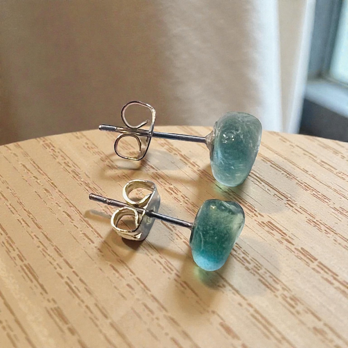 Aqua Seaham Sea Glass Stud Earrings