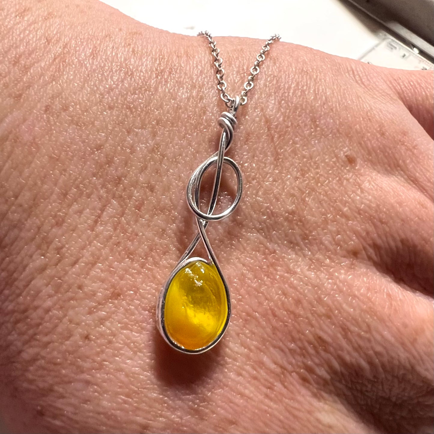 Canary Island Rare Yellow Sea Glass Pendant