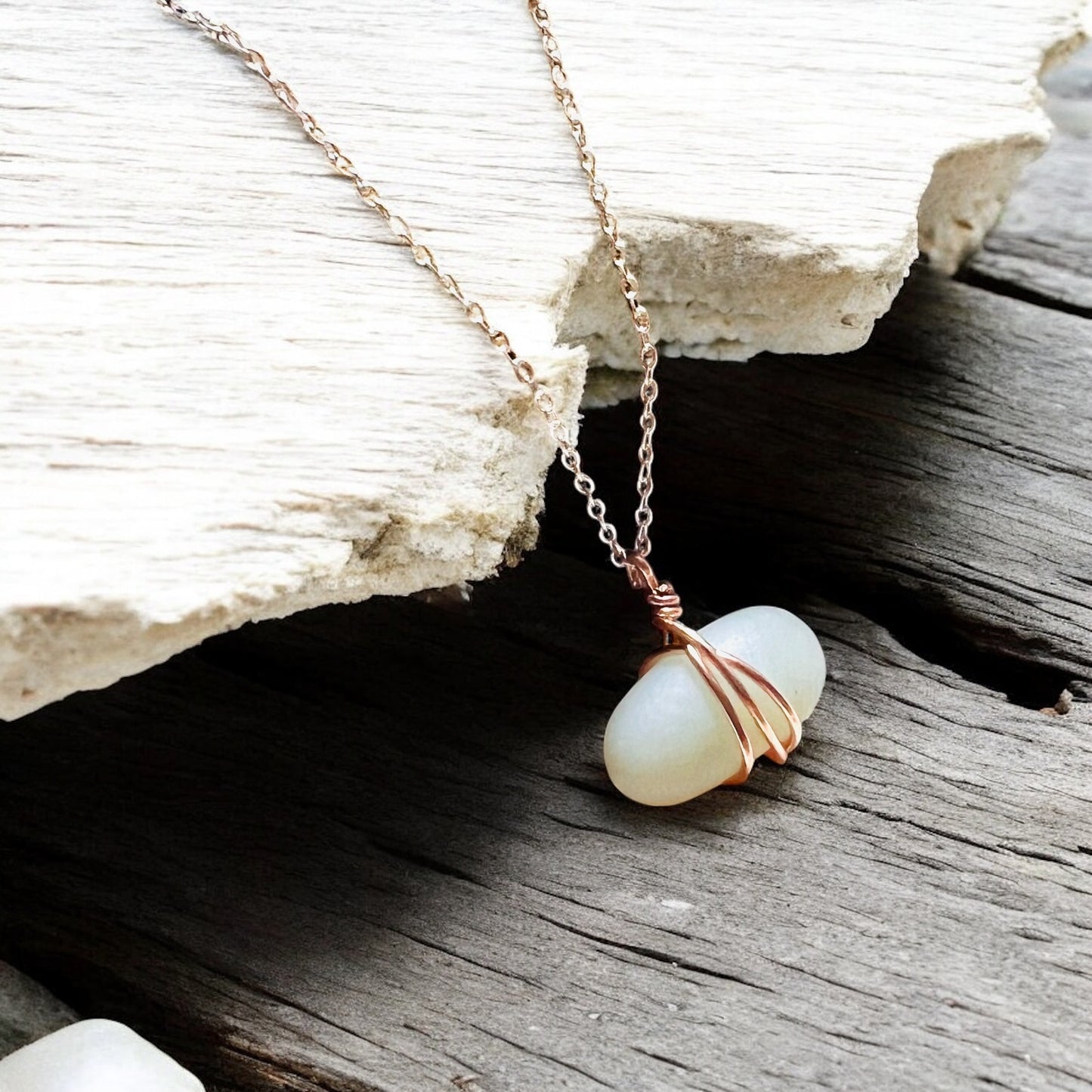 Rare Opalescent Seaham Sea Glass Pendant