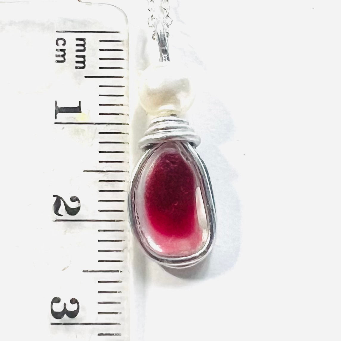 Pink & White Seaham Sea Glass Multi Pendant