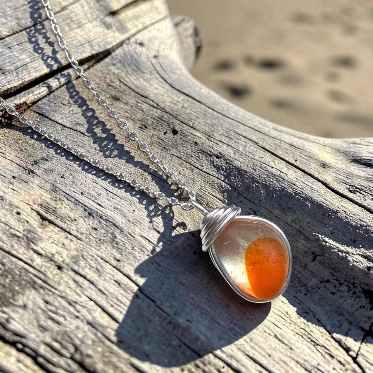 Super Orange Seaham Sea Glass Multi Pendant