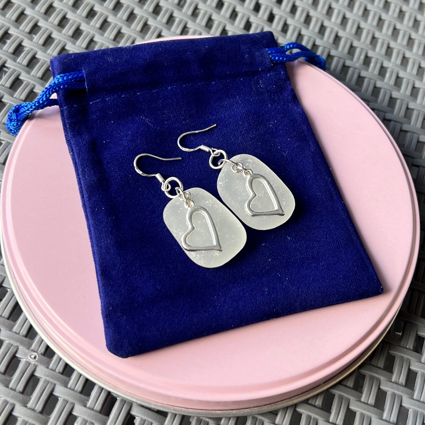 Statement Seaham Sea Glass Heart Earrings