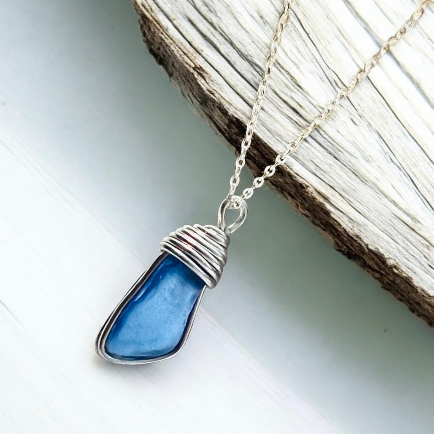 Kent Mid Blue Sea Glass Pendant