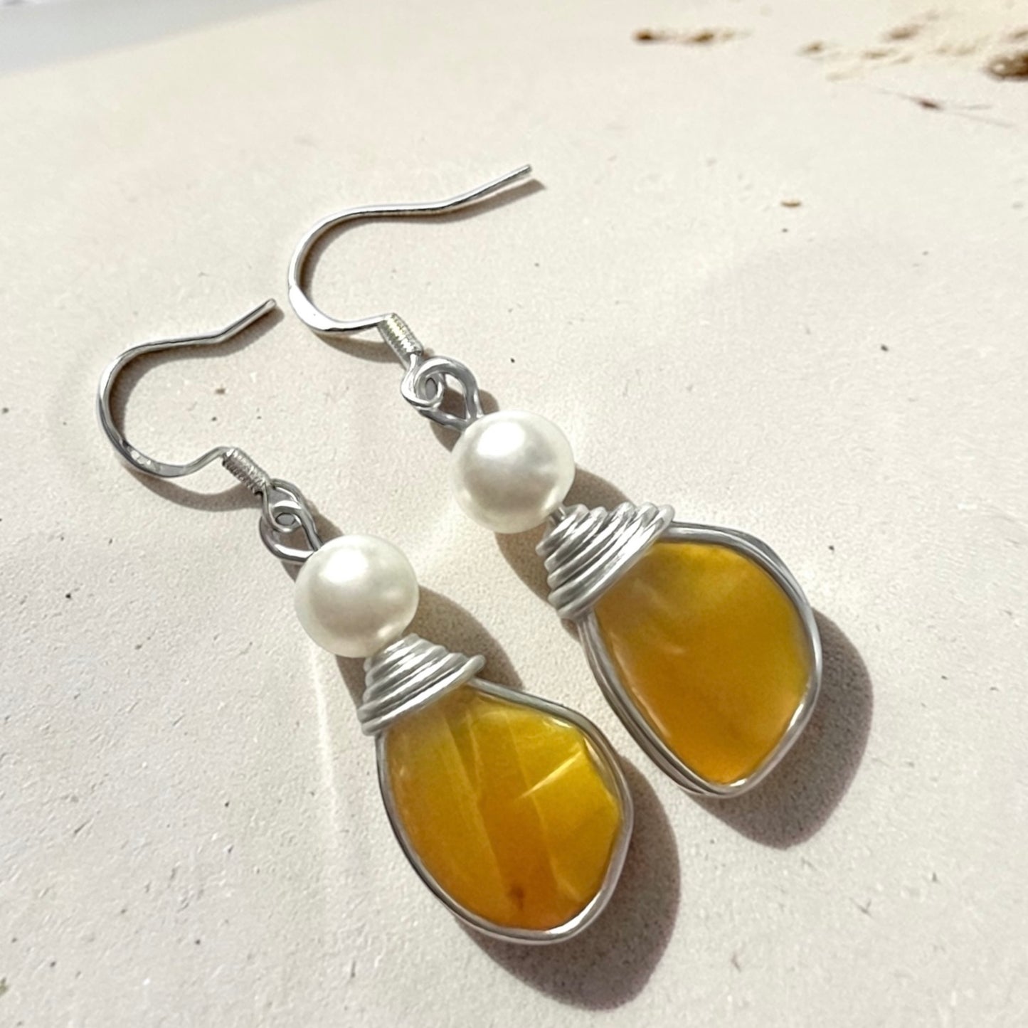 Rare Canary Yellow Sea Glass Earrings