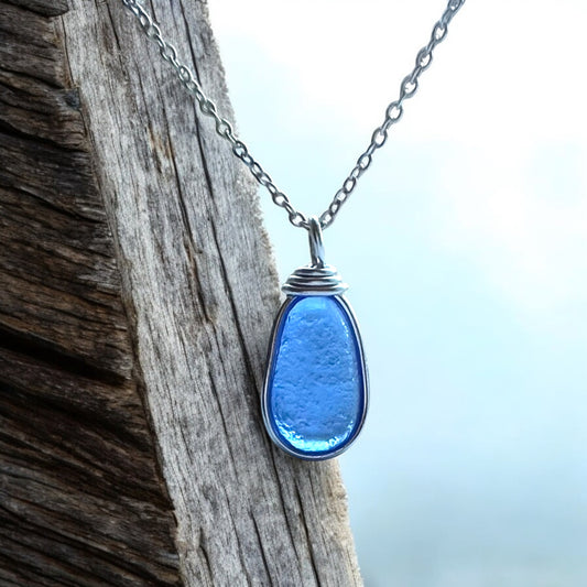 Devon Mid Blue Sea Glass Pendant
