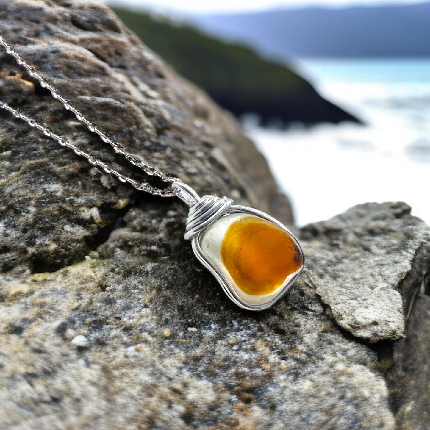 Large Multi Tone Seaham Sea Glass Pendant