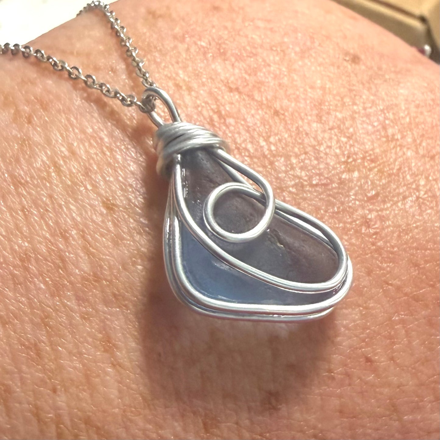 Mid Blue Seaham Sea Glass Pendant