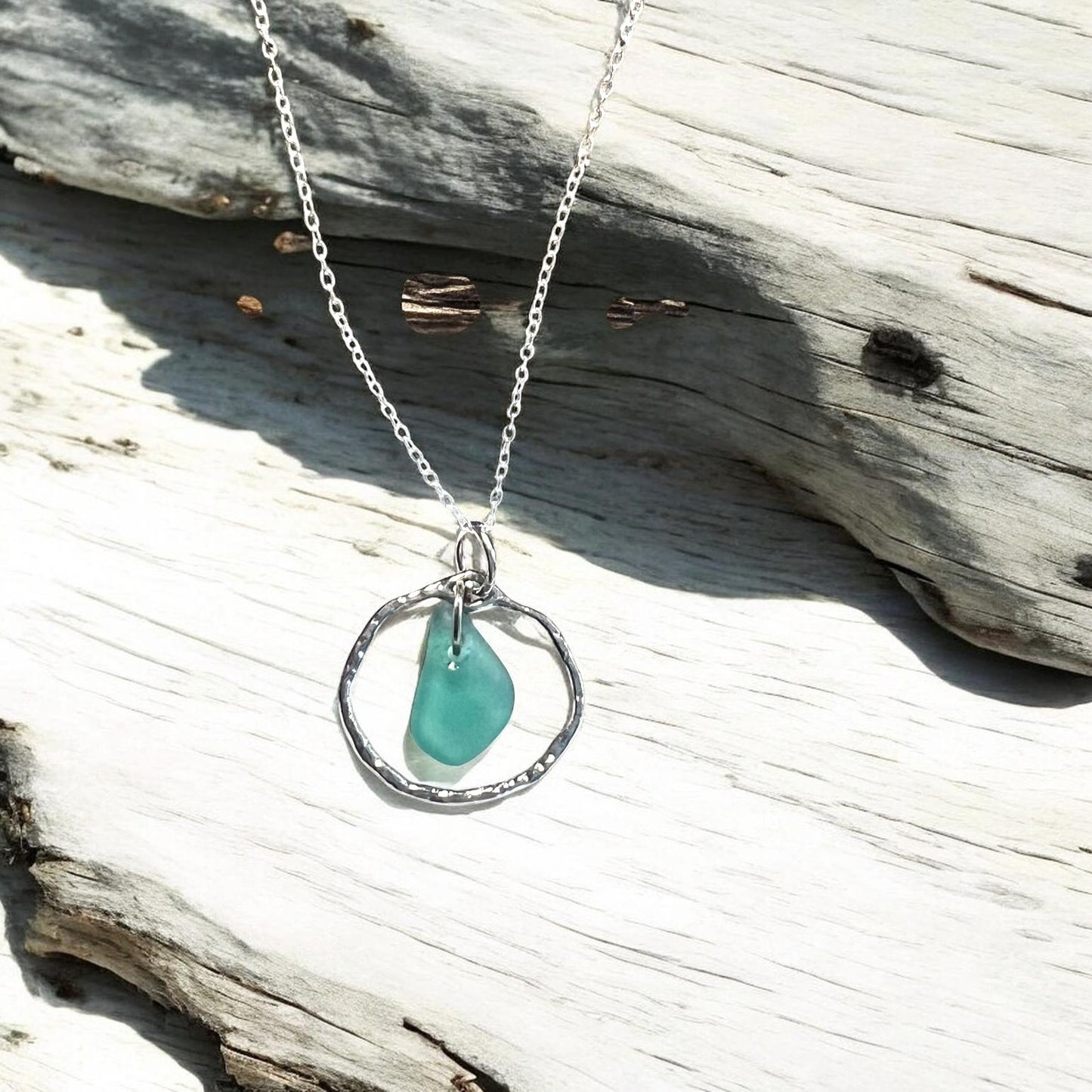 Seaham Sea Glass Turquoise Shade Frame Pendant