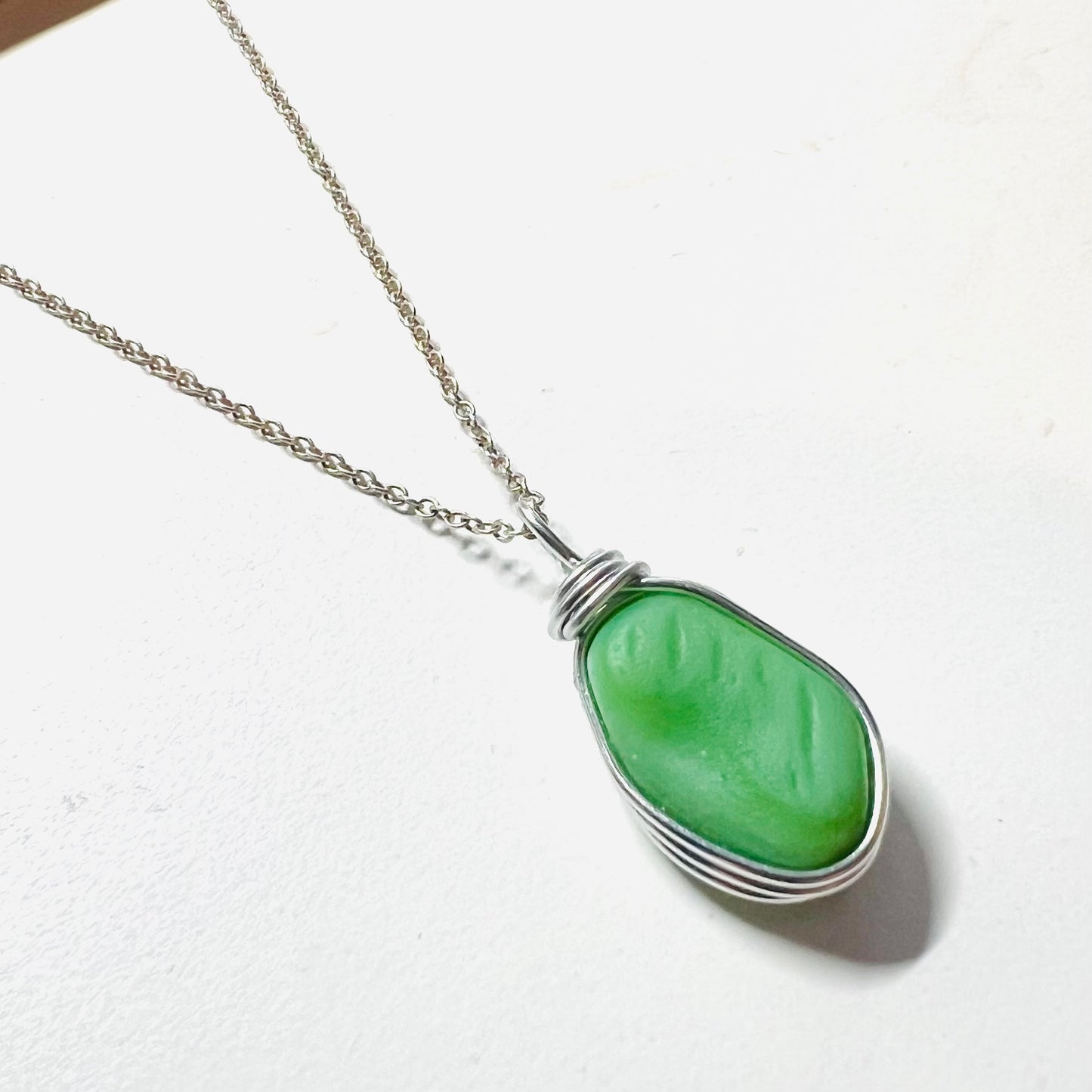 Large Rare UV Reactive Seaham Sea Glass Pendant