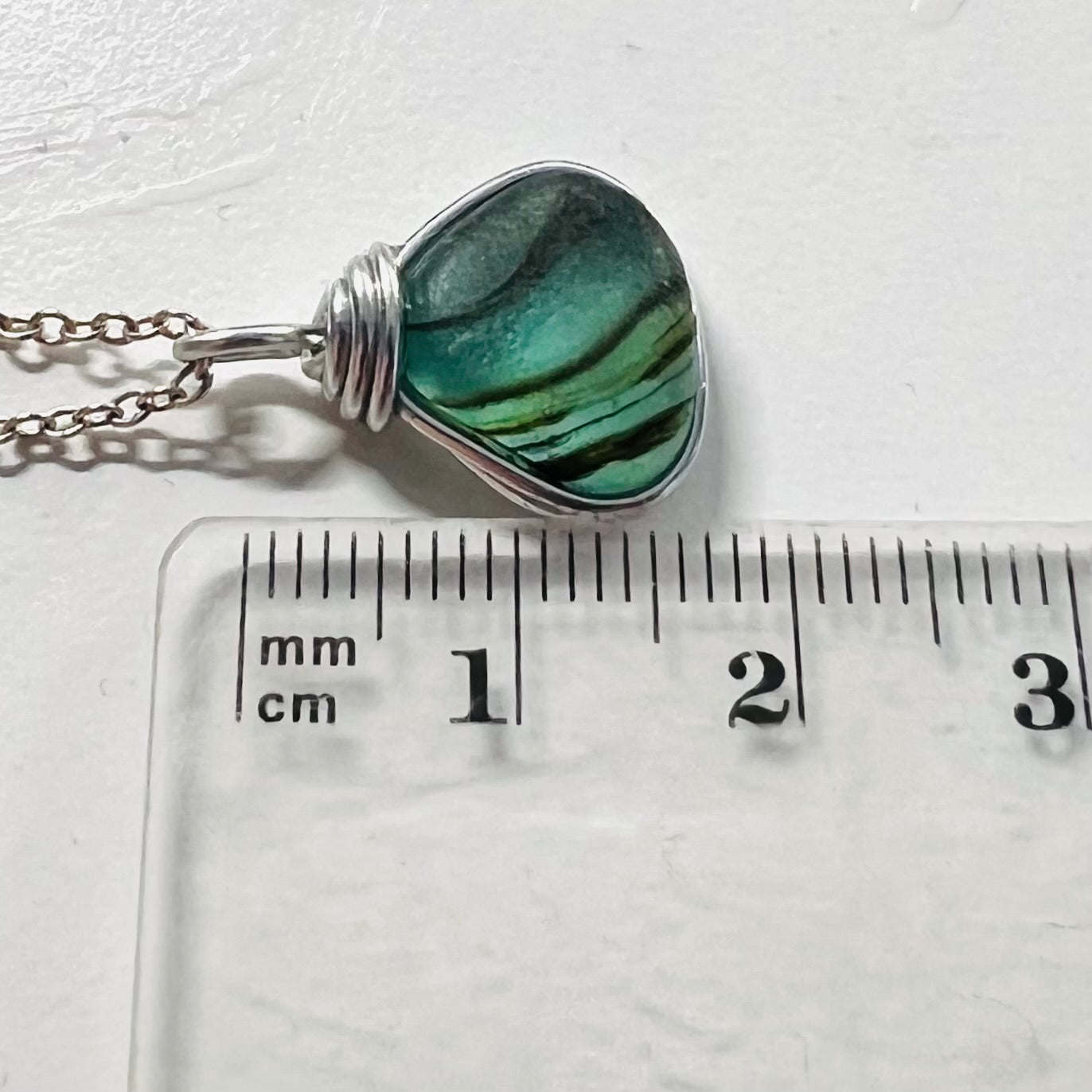 Mixed Green Seaham Sea Glass Multi Pendant