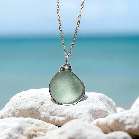 Seaham Sea Glass Aqua Bubble Pendant