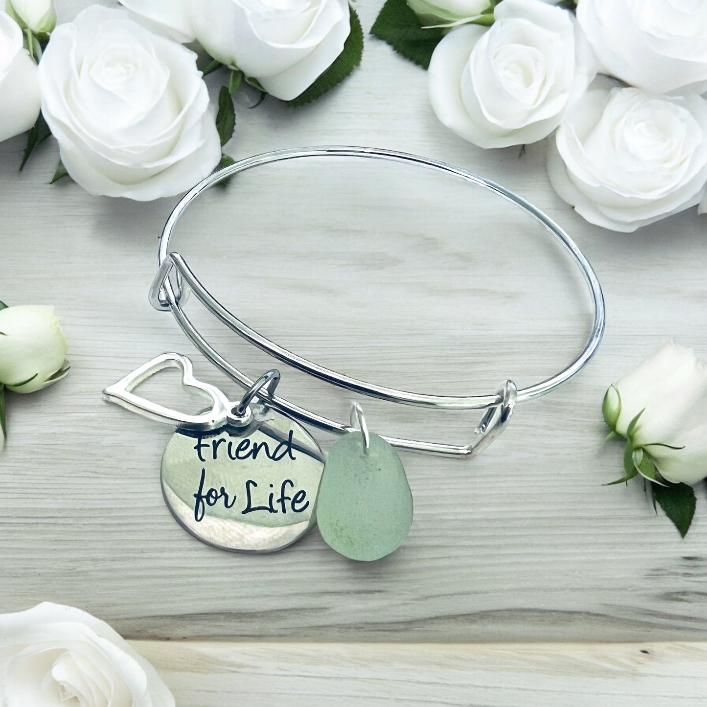 Friendship and Charm Sea Glass Bracelet