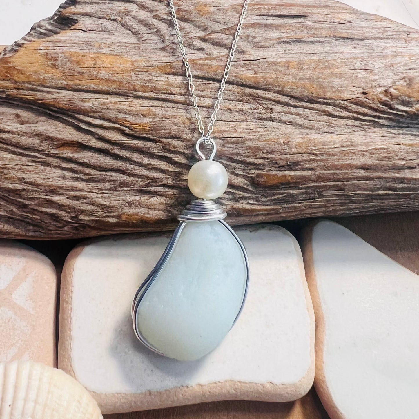 Rare Large Opalescent Seaham Sea Glass Pendant