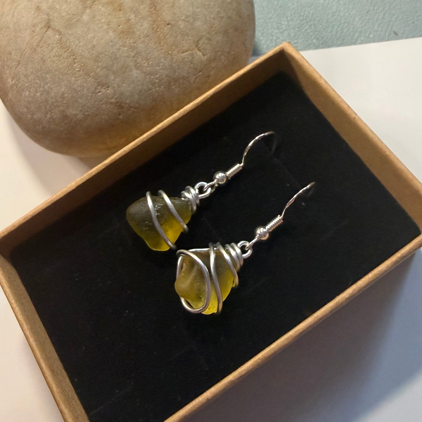 Yellow Seaham Sea Glass Earrings