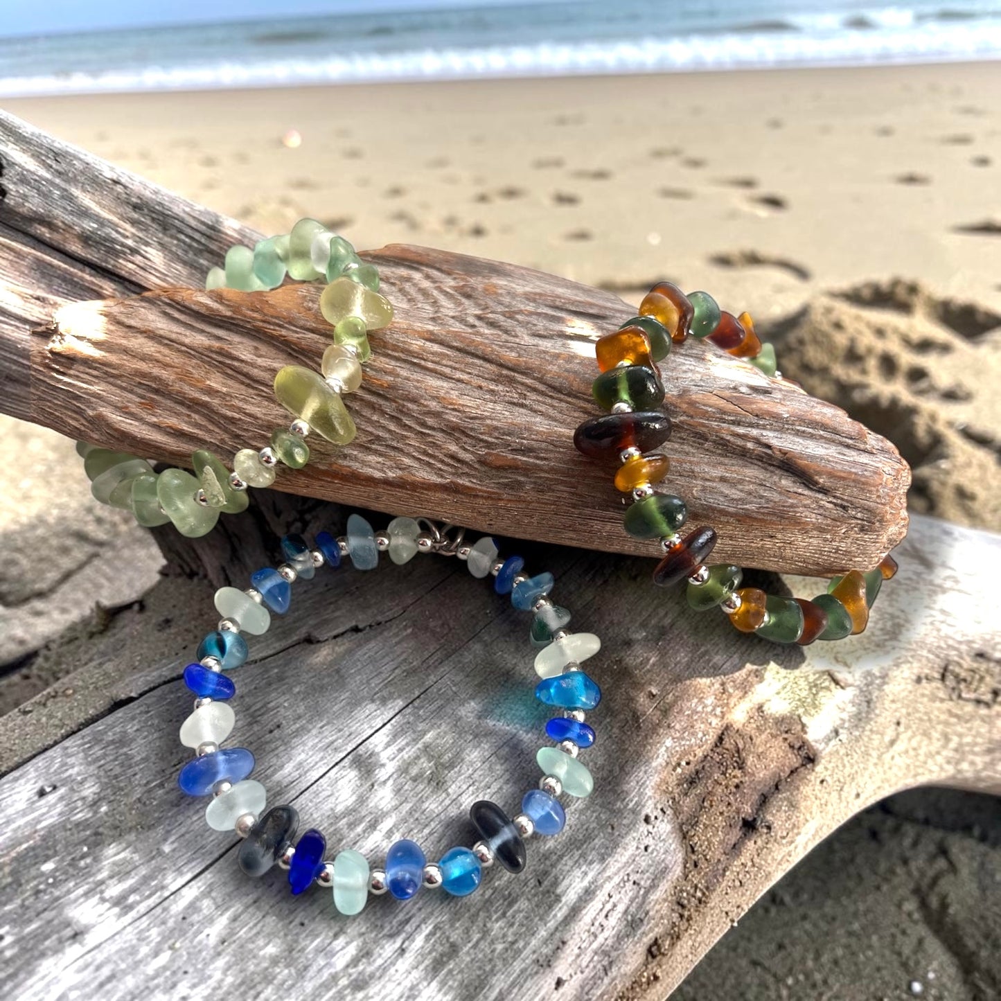 Seaham Sea Glass Autumnal Full Circle Bracelet