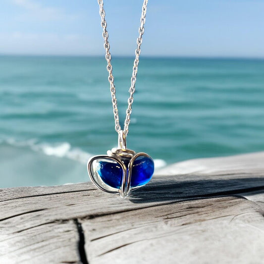 Blue and White Seaham Sea Glass Multi Pendant