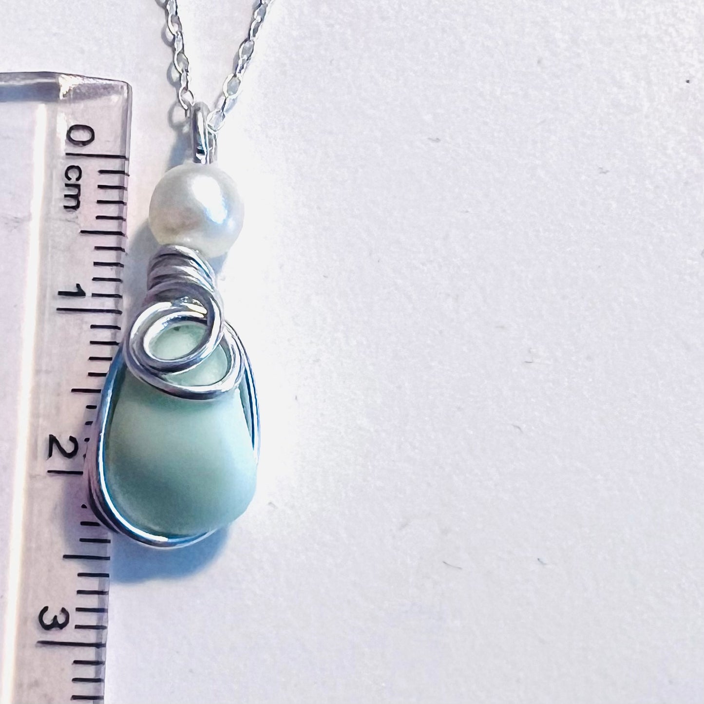 Mint Green Seaham Milk Glass Pendant