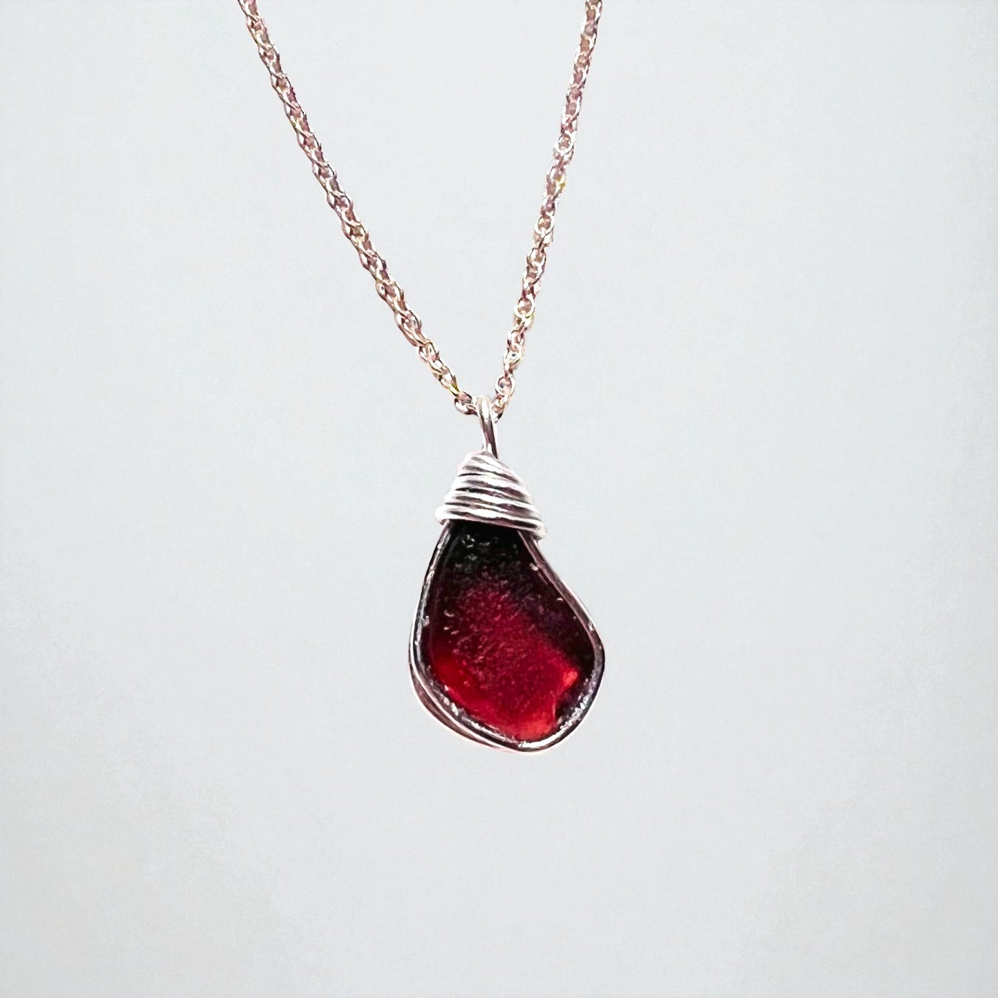 Maroon Seaham Sea Glass Pendant