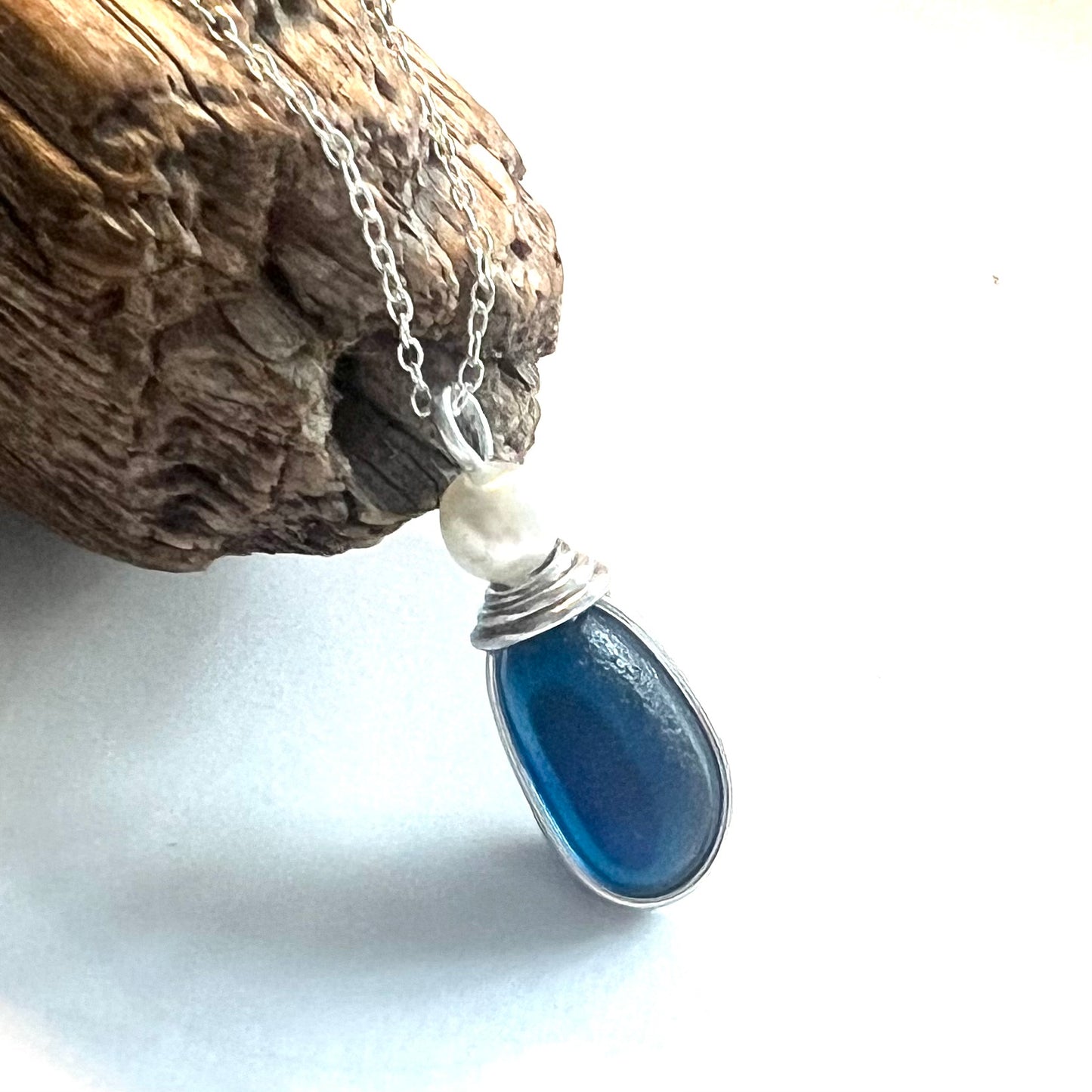Blue Seaham Sea Glass Multi Pendant