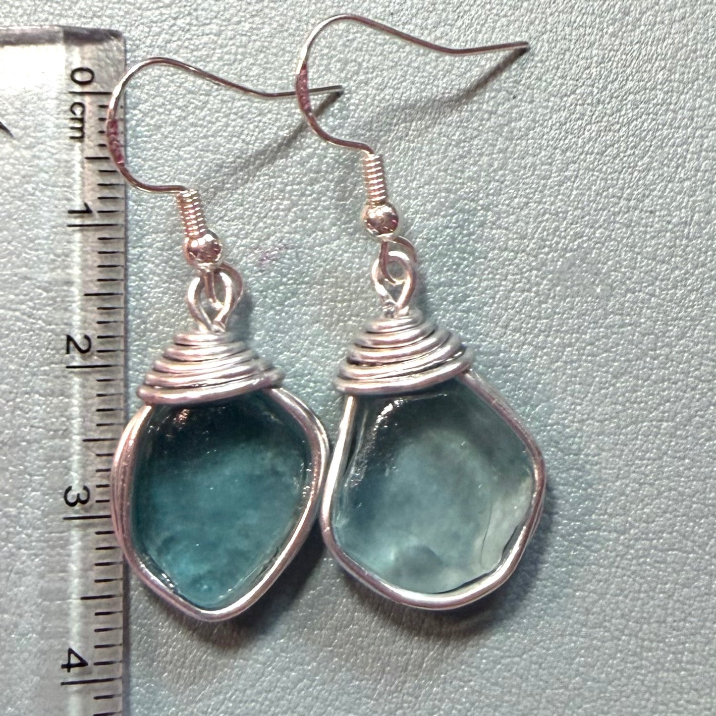 Blue Seaham Sea Glass Earrings