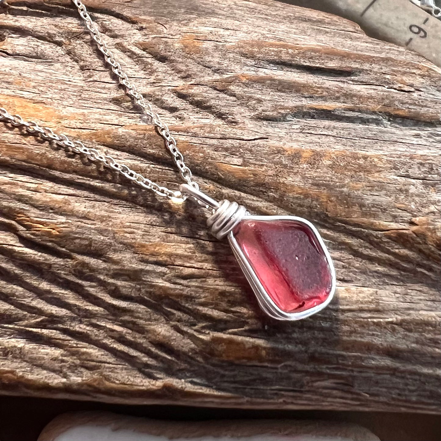 Coral Pink Seaham Sea Glass Multi Pendant