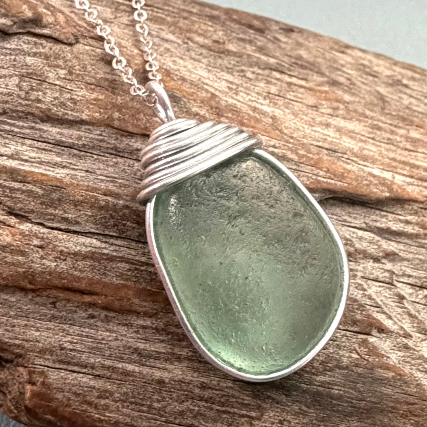 Aqua Green Seaham Sea Glass Pendant